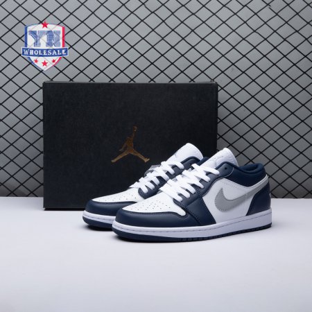 Jordan 1 Low Wolf Grey Midnight Navy 553558-141 Unisex